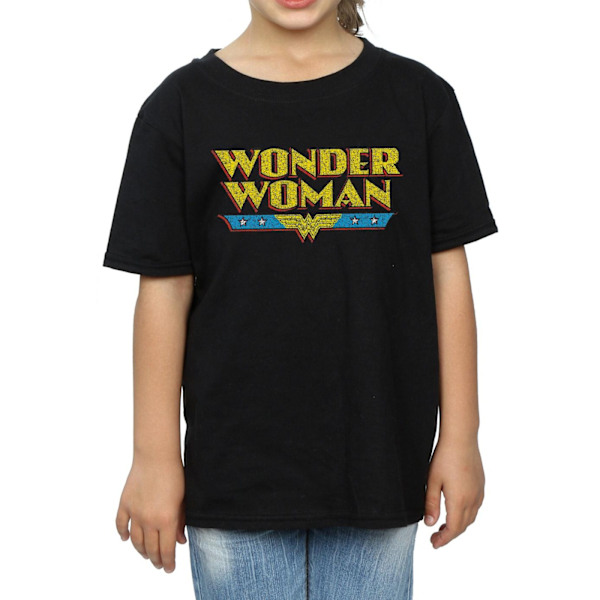 DC Comics Girls Wonder Woman Crackle Logo Bomull T-shirt 12-13 Black 12-13 Years