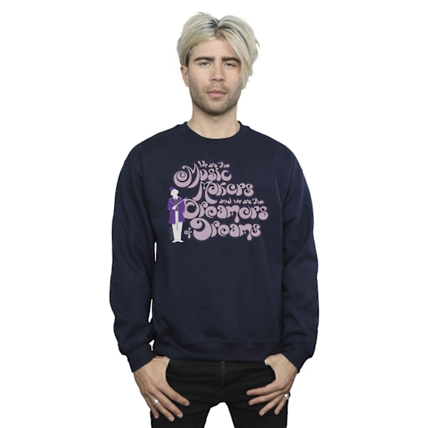 Willy Wonka Herrdrömmare Text Sweatshirt XXL Marinblå Navy Blue XXL