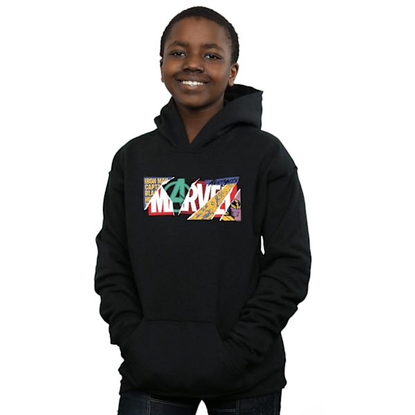 Marvel Boys Collage Logo Hoodie 12-13 år Svart Black 12-13 Years