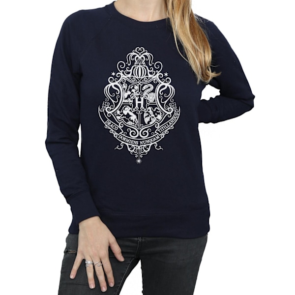 Harry Potter Dam/Kvinnor Hogwarts Draco Dormiens Crest Sweatshirt Navy Blue XL