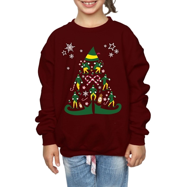 Elf Flickor Julgran Sweatshirt 9-11 År Bourgogne Burgundy 9-11 Years