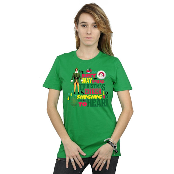 Elf Dam/Damer Julglädje Bomull Boyfriend T-shirt XL I Irish Green XL