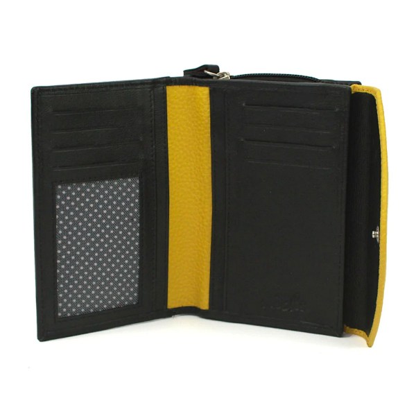 Eastern Counties Leather Una Colour Block Läderplånbok One Size Black/Ochre One Size