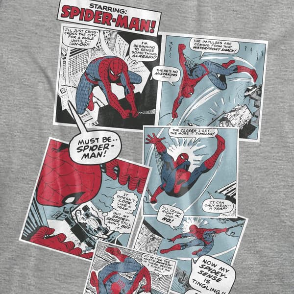 Spider-Man Dam Panel Collage Heather T-shirt S Atletisk Athletic S