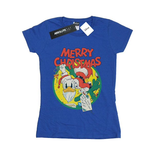 Disney Dam/Kvinnor Kalle Anka God Jul Bomull T-shirt Royal Blue L