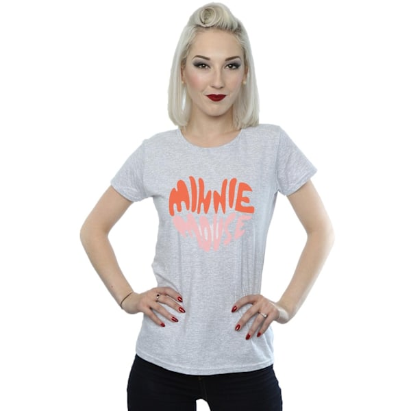 Disney Dam/Kvinnor Minnie Mouse Hjärtformad Bomull T-shirt X Sports Grey XXL