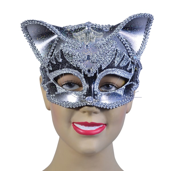 Bristol Novelty Unisex Vuxen Juvelprydd Kattmask En Storlek Silver Silver One Size