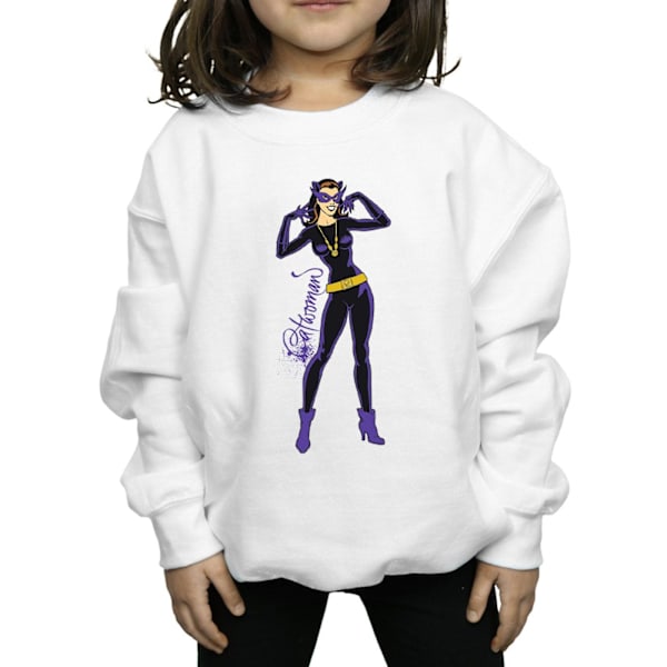 DC Comics Girls Catwoman Happy Pose Sweatshirt 12-13 år Vit White 12-13 Years