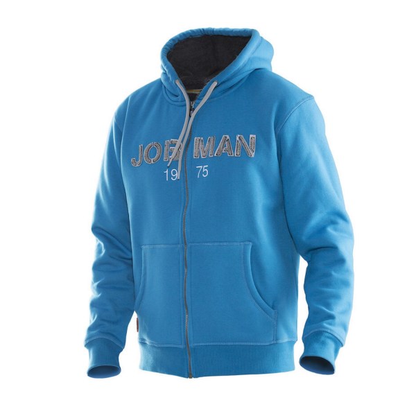 Jobman Herr Vintage Fodrad Hel Zip Hoodie L Ocean Blue/Dark Gre Ocean Blue/Dark Grey L