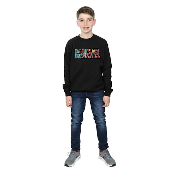 Marvel Comics Boys Character Infill Logo Sweatshirt 9-11 år Black 9-11 Years