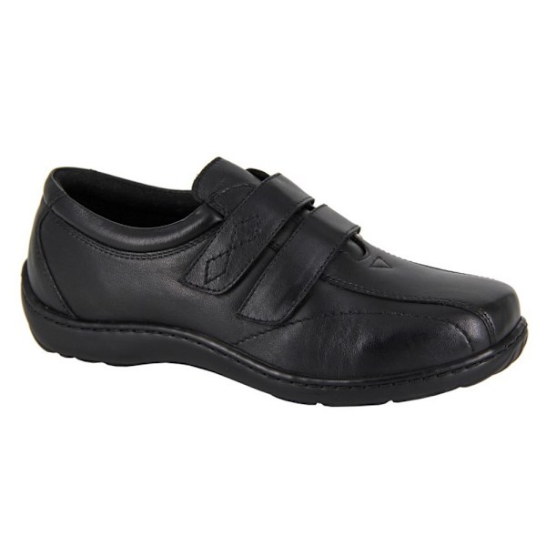 Mod Comfys Dam/Dam Softie Läder Extra Bred Casual Skor Black 7 UK