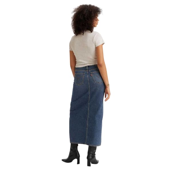 Levis Dam Denim Hög Midja Maxikjol 25R Mörkblå Dark Blue 25R