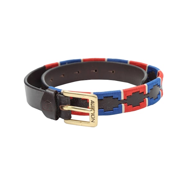 Aubrion Drover Läder Polo Midjebälte 80cm x 25mm Marinblå/Röd Navy/Red 80cm x 25mm