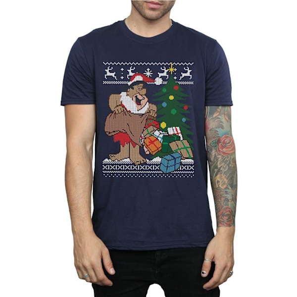 The Flintstones Herr Jul Fair Isle T-shirt L Marinblå Navy Blue L