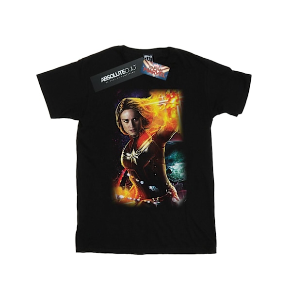 Marvel Girls Captain Marvel Galactic Shine Bomull T-shirt 7-8 år Black 7-8 Years