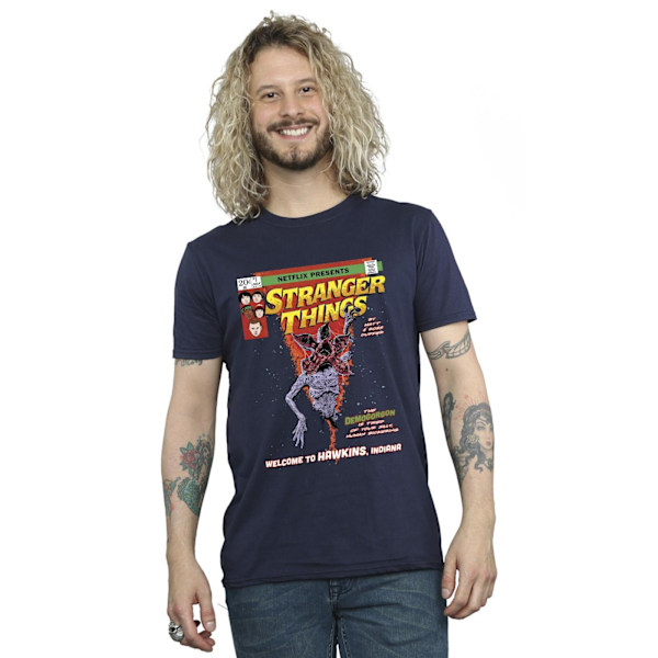 Netflix Stranger Things Comic Cover T-shirt L Marinblå Navy Blue L