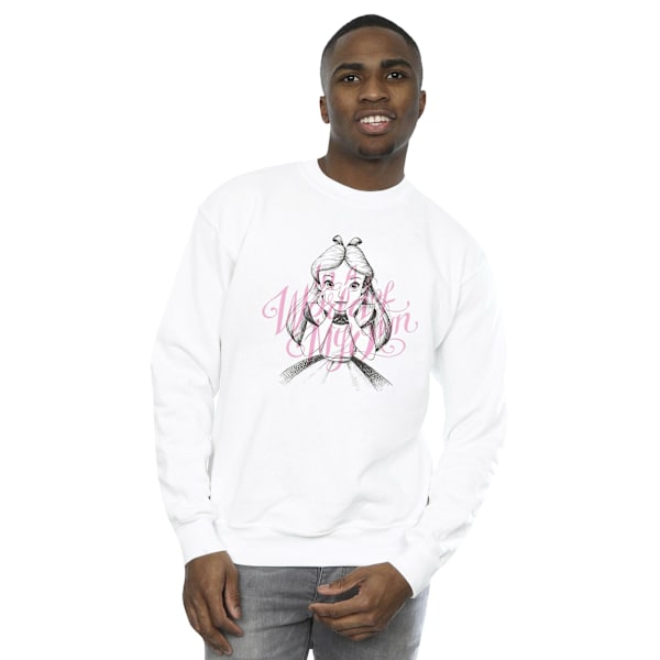 Disney Mens Alice In Wonderland In A World Of My Own Sweatshirt White S