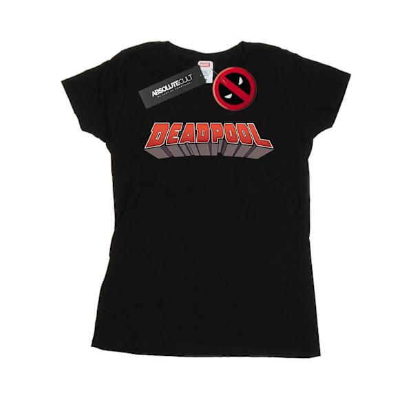 Marvel Dam/Kvinnor Deadpool Text Logo Bomull T-shirt XL Svart Black XL