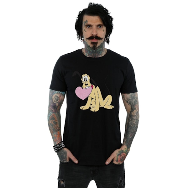 Disney Mens Pluto Love Heart T-Shirt 4XL Svart Black 4XL