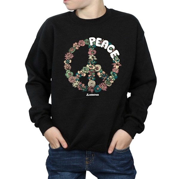 Woodstock Boys Floral Peace Sweatshirt 12-13 år Svart Black 12-13 Years