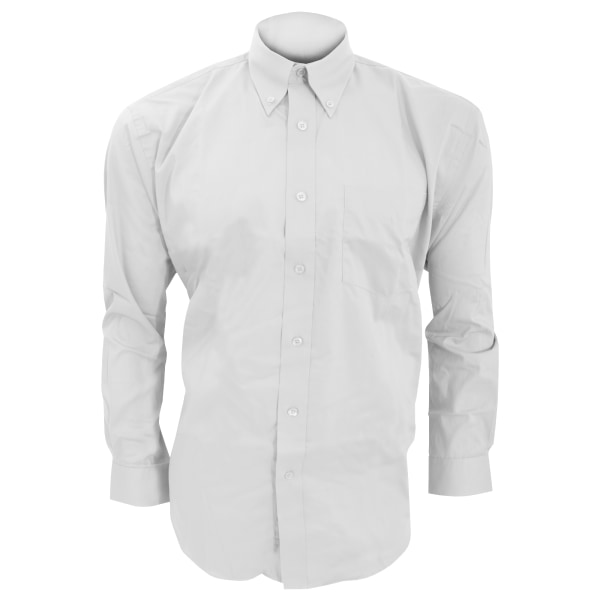 Kustom Kit Herr långärmad Oxford Shirt 14 tum Vit White 14inch