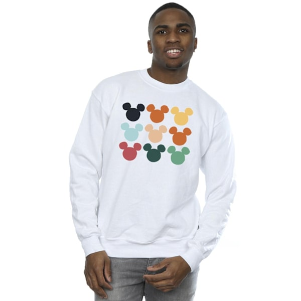 Disney Herr Mickey Mouse Huvuden Fyrkantig Sweatshirt M Vit White M