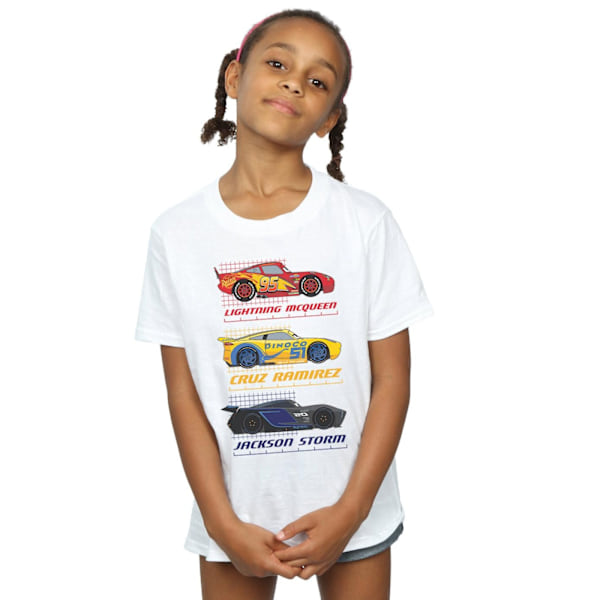 Cars Girls Racer Profile Bomull T-shirt 9-11 år Vit White 9-11 Years