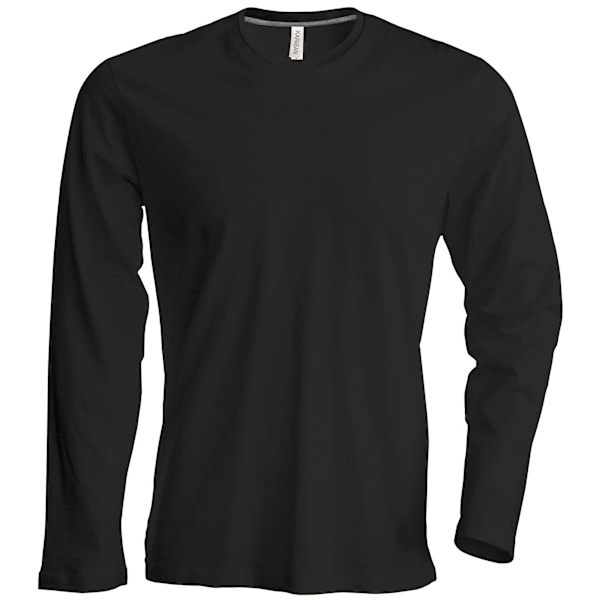 Kariban Herr Slim Fit Långärmad Crew Neck T-Shirt 2XL Svart Black 2XL