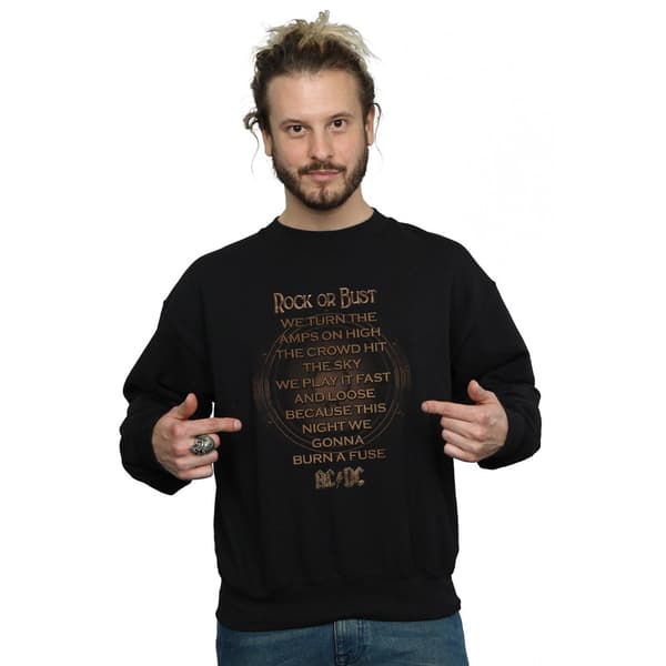 AC/DC Herr Rock Or Bust Lyrics Sweatshirt M Svart Black M