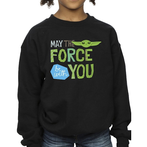 Star Wars Girls The Mandalorian May The Force Be With You Sweatshirt Black 3-4 Years