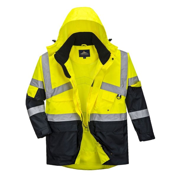 Portwest Mens Contrast Hi-Vis Waterproof Jacket XL Gul/Navy Yellow/Navy XL
