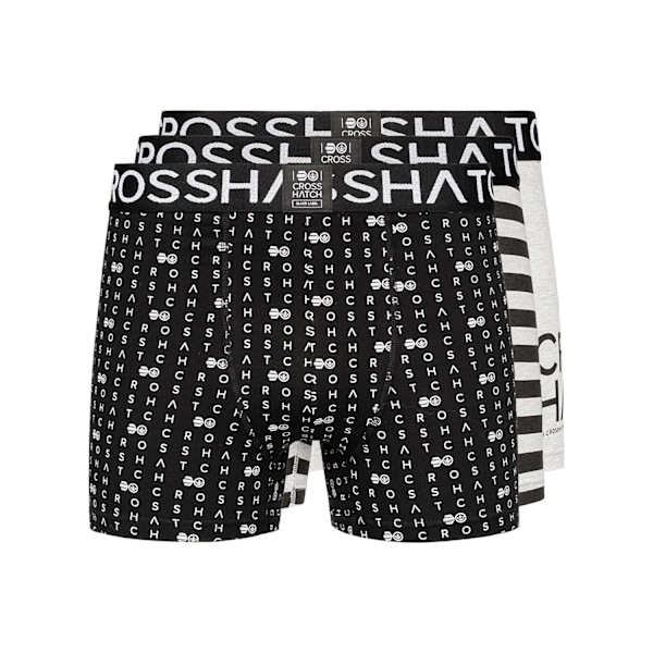 Crosshatch Gridline Boxerkalsonger för män (3-pack) S Gråmelerad Grey Marl S
