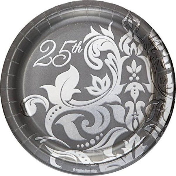 Creative Converting Silver (25:e) Bröllopsdagsfest Tallrikar Silver/Grey One Size
