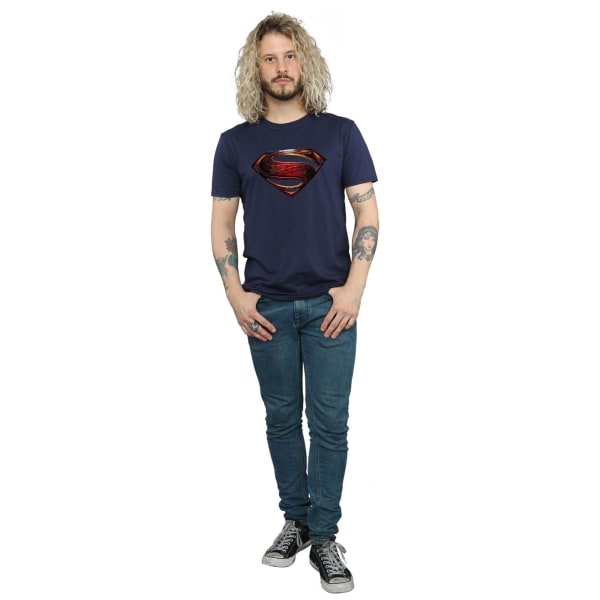 Superman Herr Logotyp bomull T-shirt S Marinblå Navy Blue S