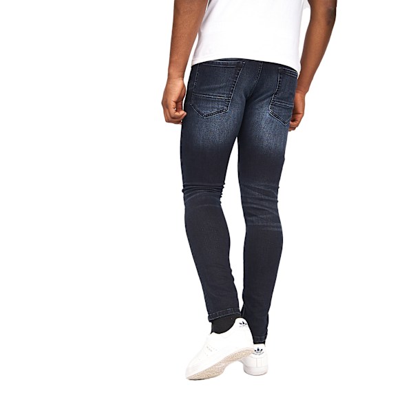 Crosshatch Herr Barbeck Slim Jeans 32R Blå Svart Blue Black 32R