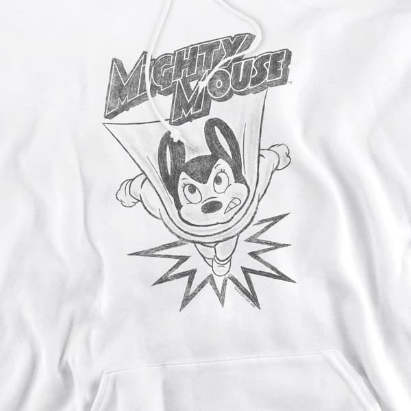 Mighty Mouse Herr Bursting Out Hoodie M Vit White M