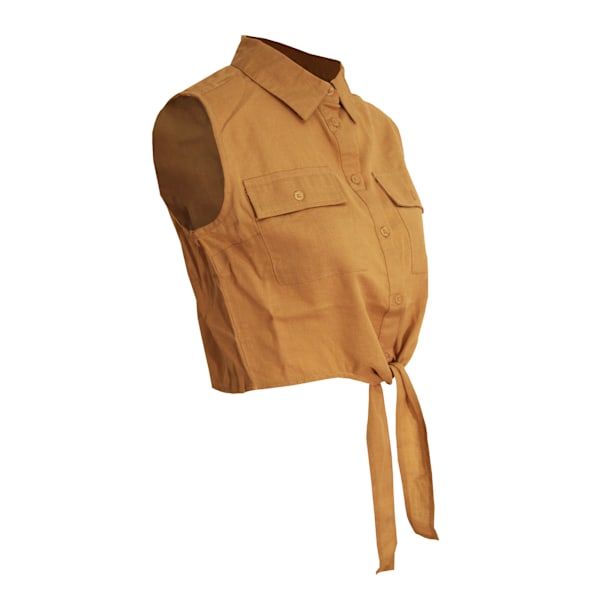 Brave Soul Dam/Kvinnor Elizabeth Tie Front Crop Shirt XL Sand Sand XL