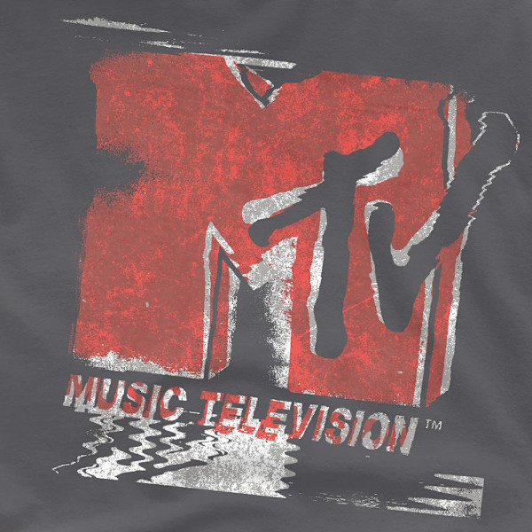MTV Herr T-shirt med Urtvättat Logotryck 4XL Kolgrå Charcoal 4XL