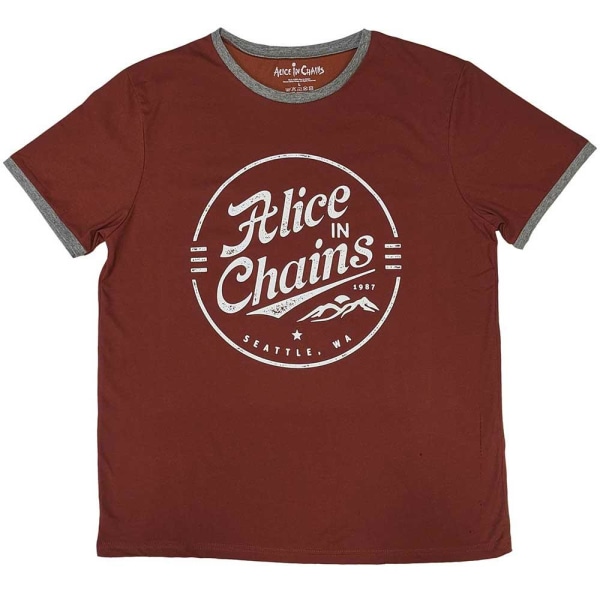 Alice In Chains Unisex Adult Circle Emblem Cotton T-Shirt L Röd Red L