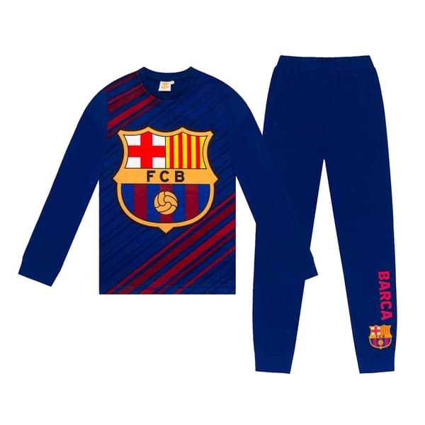 FC Barcelona Lång Pyjamas för Pojkar 11-12 År Reflexblå Reflex Blue 11-12 Years