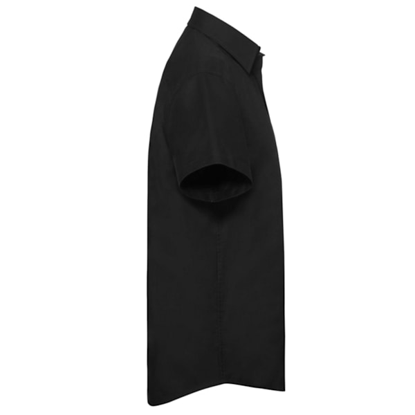 Russell Collection Herr Kortärmad Easy Care Skräddarsydd Oxford Black 15.5inch