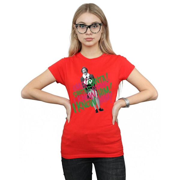 Elf Dam/Damer Jultomten Kommer Bomull T-shirt XXL Röd Red XXL