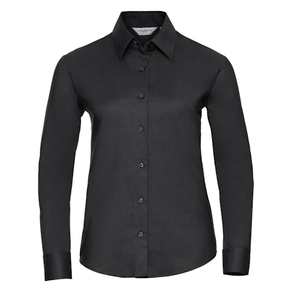 Russell Collection Dam/Kvinnors Långärmad Easy Care Oxford S Black 2XL