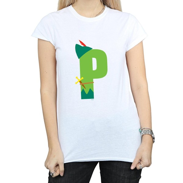 Disney Dam/Dam Alphabet P Är För Peter Pan Bomull T-shirt White M