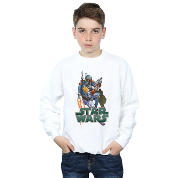 Star Wars Boys Boba Fett Fired Up Sweatshirt 9-11 år Vit White 9-11 Years