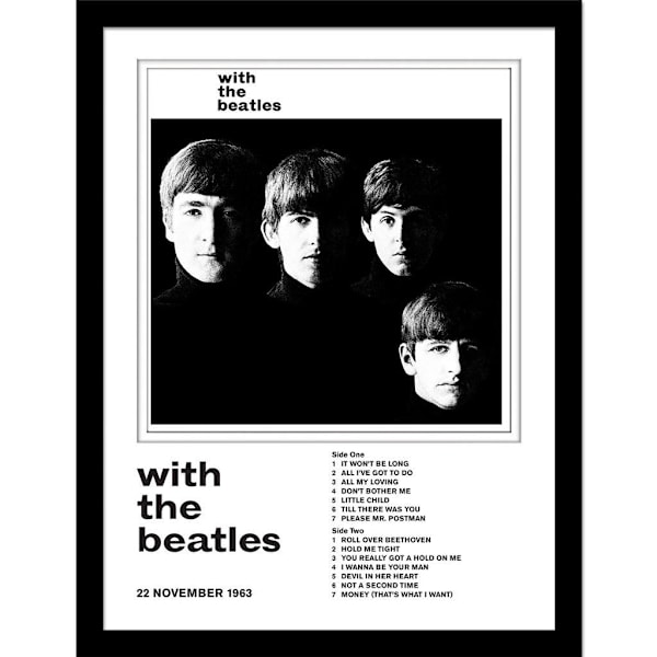 The Beatles With The Beatles Inramad Tryck 40cm x 30cm Vit/Svart White/Black 40cm x 30cm