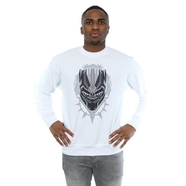 Marvel Herr Svart Panter Huvud Sweatshirt M Vit White M
