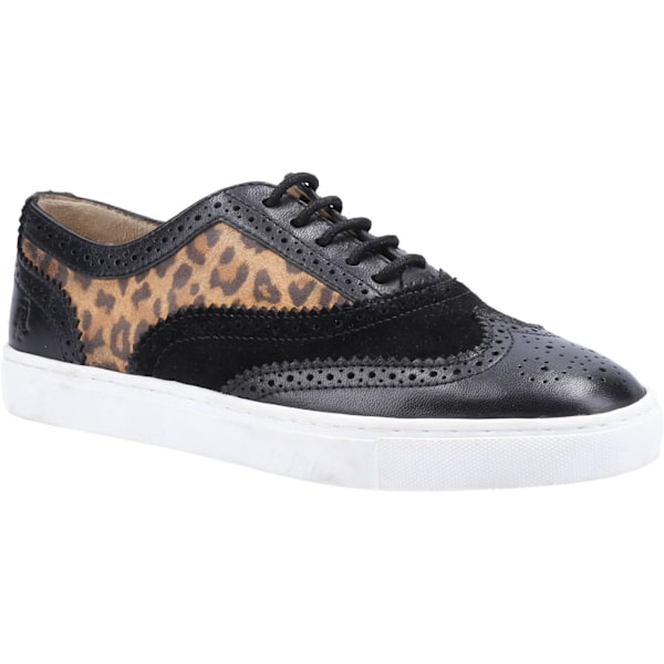 Hush Puppies Dam/Dam Tammy Leopard Print Läder Brogues Black/Brown 3 UK