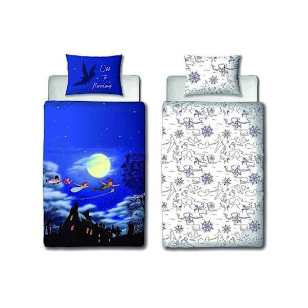 Peter Pan Happy Påslakan Set Enkelsäng Blå/Vit Blue/White Single
