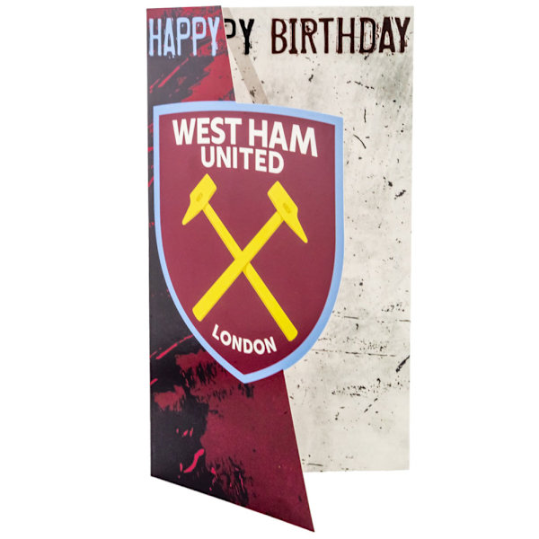 West Ham United FC Crest Födelsedagskort En Storlek Bordeaux/Gul/Vit Maroon/Yellow/White One Size